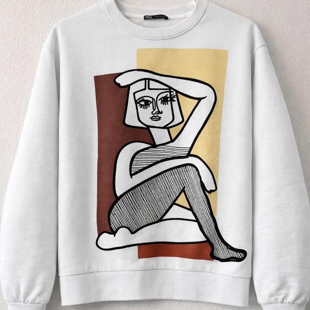 Zara abstract art graphic sweatshirt